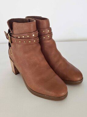 Michael Kors Brown Leather Booties with Ankle Straps Size 6.5B